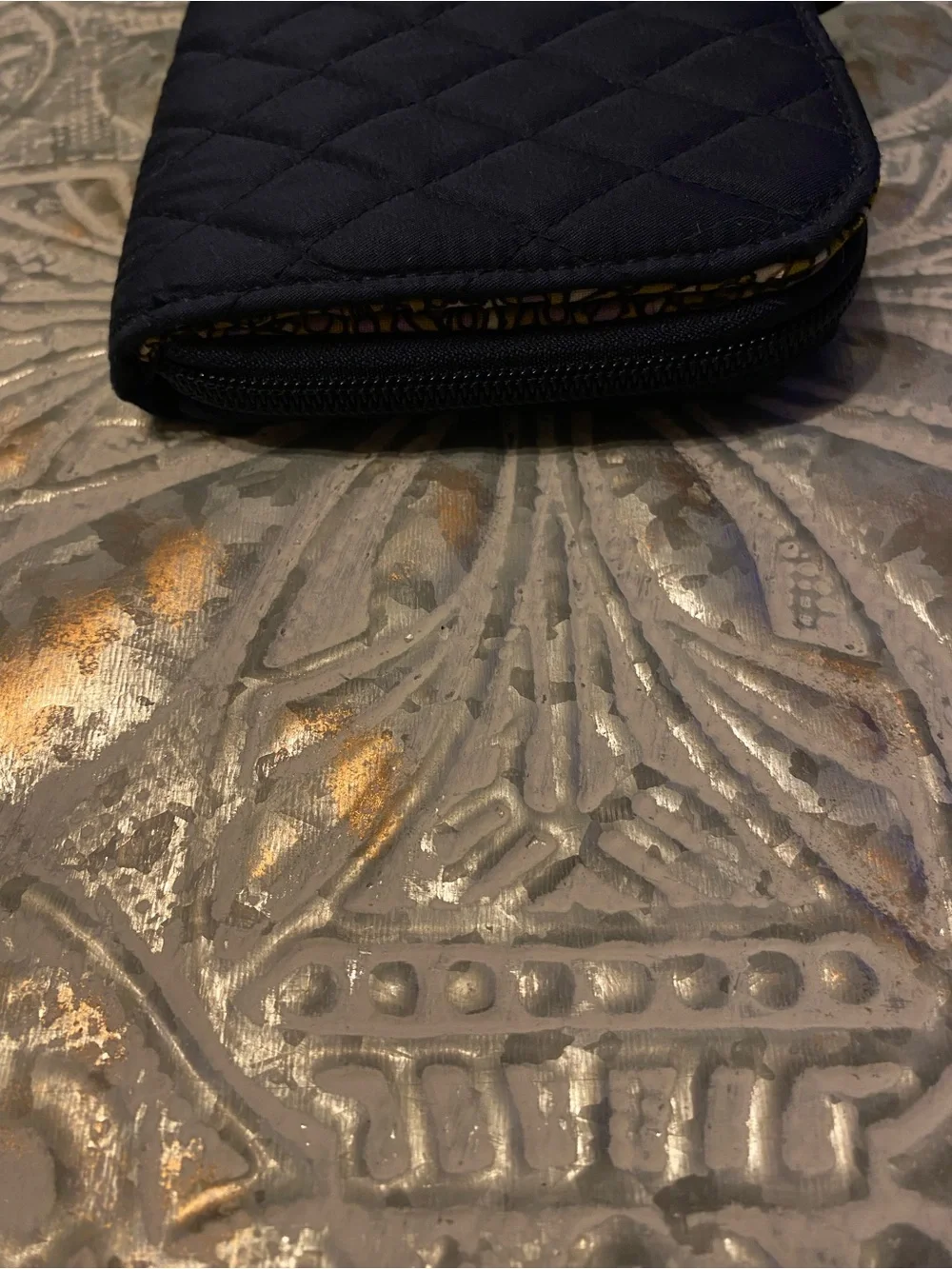 Vera Bradley Large Tab Wallet in Peacoat - Navy Blue Quilted Like New